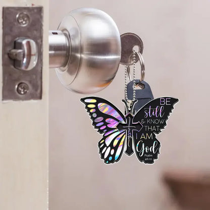 Be Still & Know Butterfly Key Chain