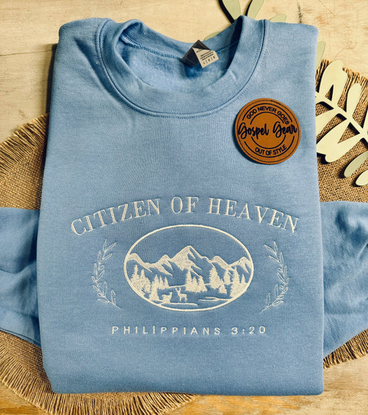 Citizen Of Heaven Embroidered Shirt, Christian Sweatshirt, Embroidered Jesus Pullover, Christian Pullover, Christian Gift