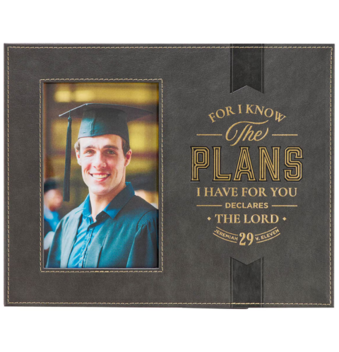 The Plans Charcoal Faux Leather Graduation Photo Frame - Jeremiah 29:11