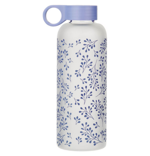 Saved by Grace Lilac Botanical Glass Water Bottle - Ephesians 2:8