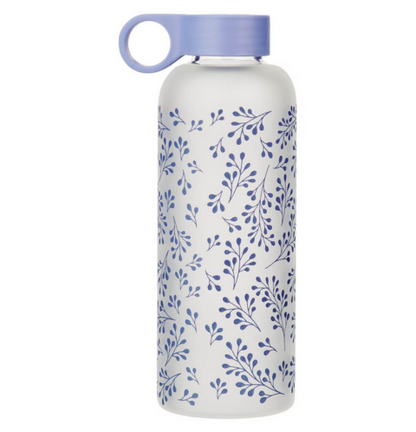Saved by Grace Lilac Botanical Glass Water Bottle - Ephesians 2:8
