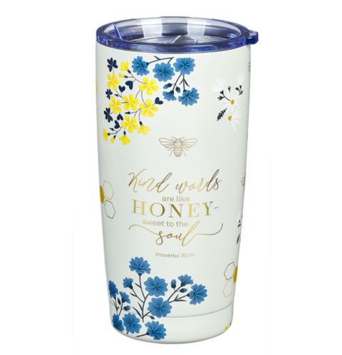 Kind Words are Like Honey Stainless Steel Travel Tumbler - Proverbs 16:24