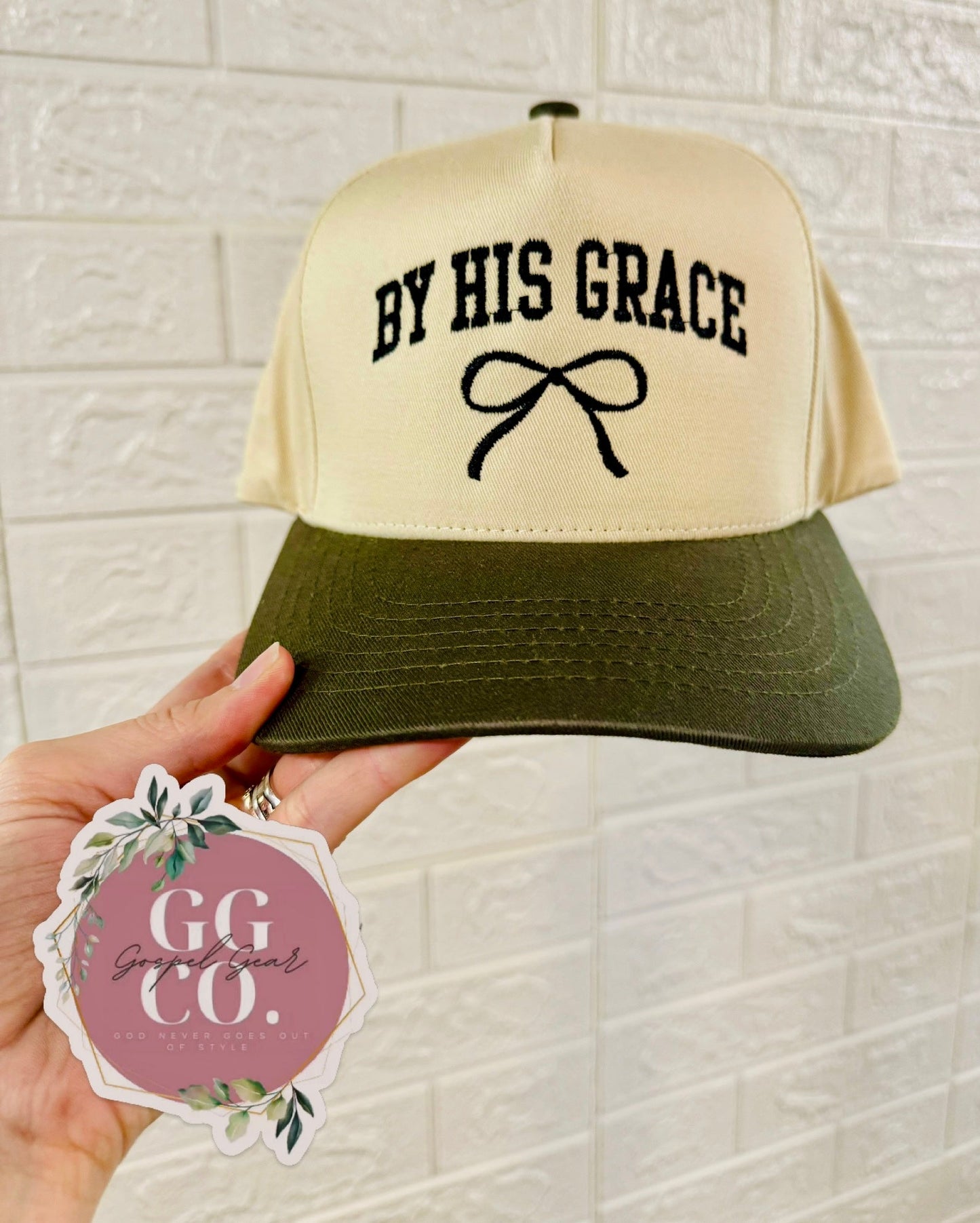 By His Grace Bow - Embroidered Vintage Hat
