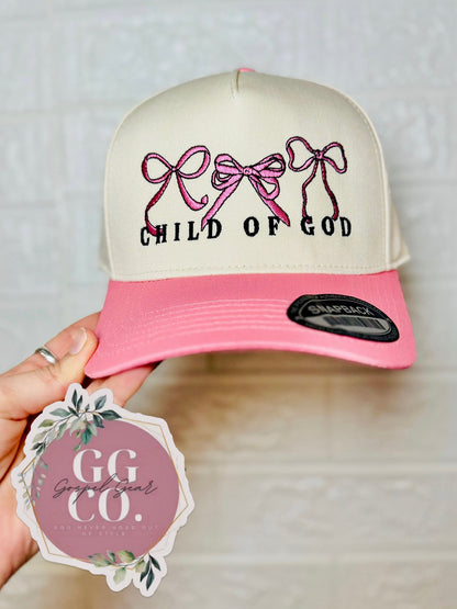 Child Of God Bow Hat - Embroidered Vintage Hat