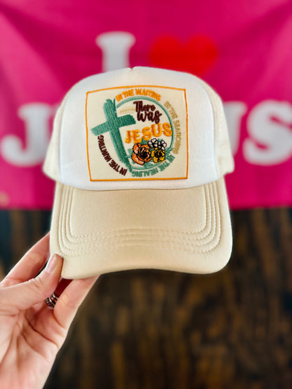 There Was Jesus Cross, Christian Trucker Hat, Embroidered Patch Hat, Trucker Hat, Patch Trucker Hat, Christian Gift