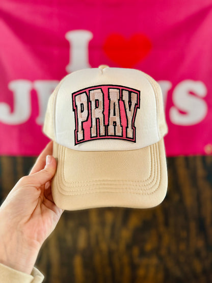 Pray Checkered, Christian Trucker Hat, Embroidered Patch Hat, Trucker Hat, Patch Trucker Hat, Christian Gift