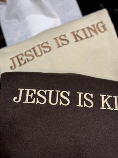 Jesus Is King Embroidered Shirt - Christian Tee - Comfort Colors Shirt - Embroidered Shirt - Jesus Shirt - Christian
