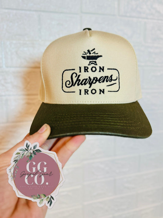 Iron Sharpens Iron Hat, Embroidered Vintage Hat, Christian Dad Hat, Christian Gift