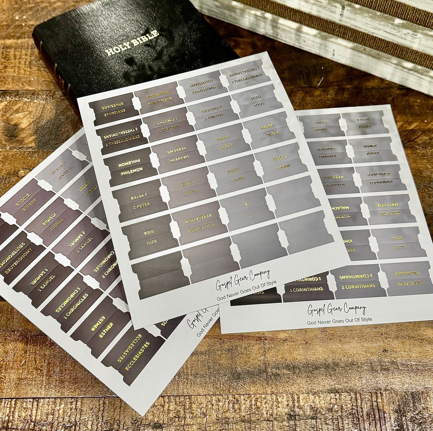 Gold Foil Smoky Coal Matte - Christian Bible Tabs