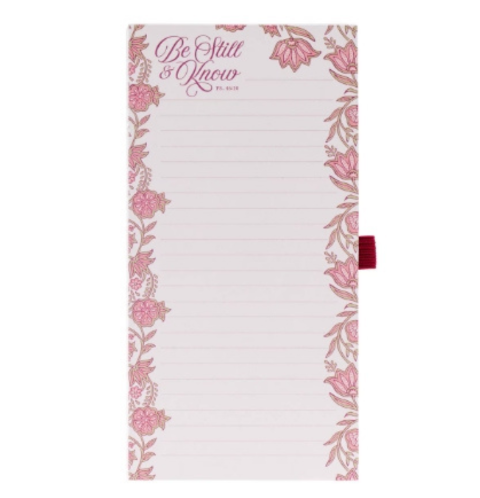 Be Still and Know Pink Spring Floral Notepad and Pen Set - Psalm 46:10