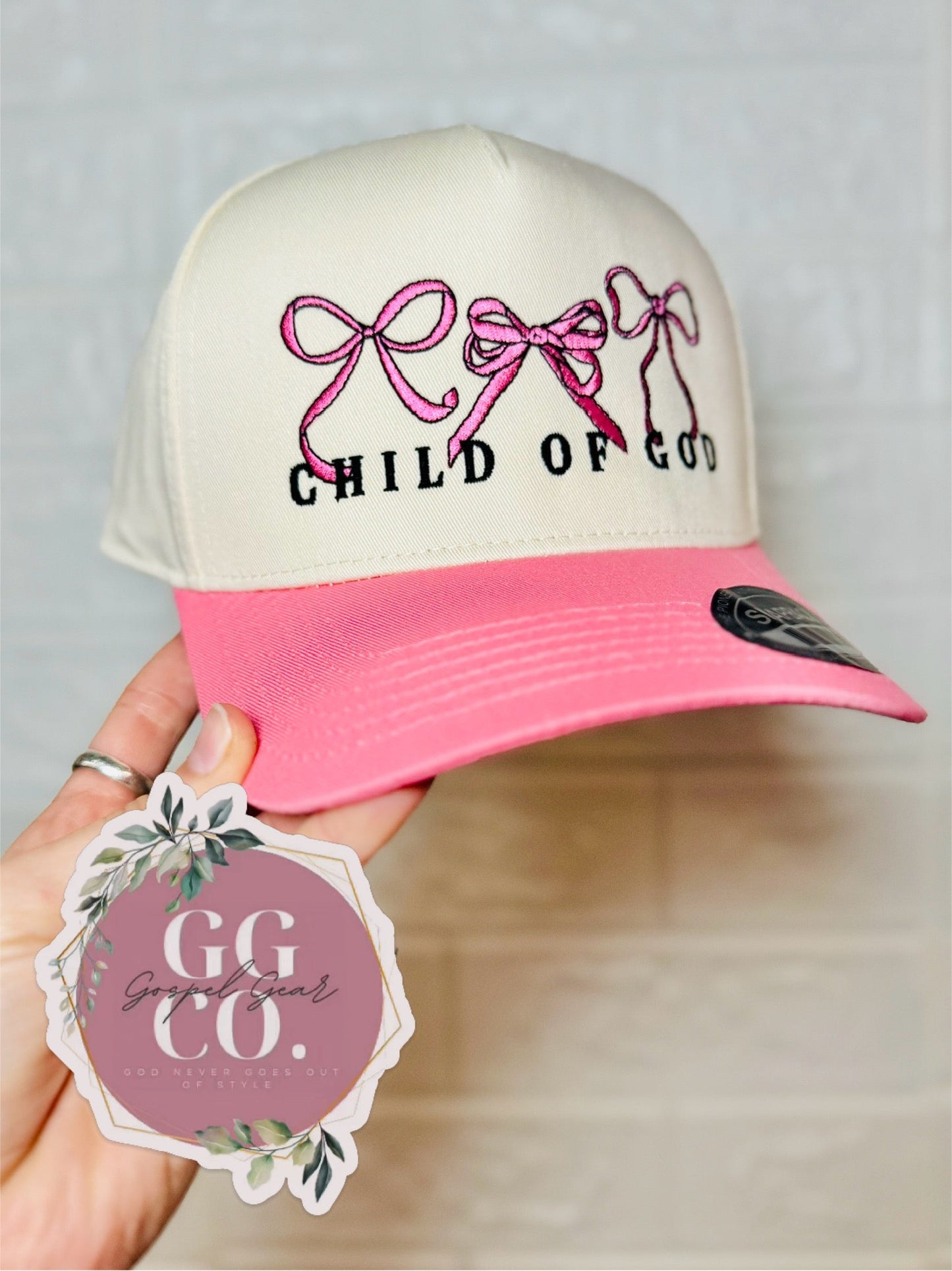 Child Of God Bow Hat - Embroidered Vintage Hat