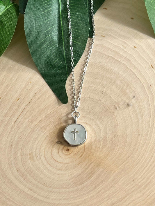 Silver Necklace Pearl Cross Pendant - Hypoallergenic and Timeless
