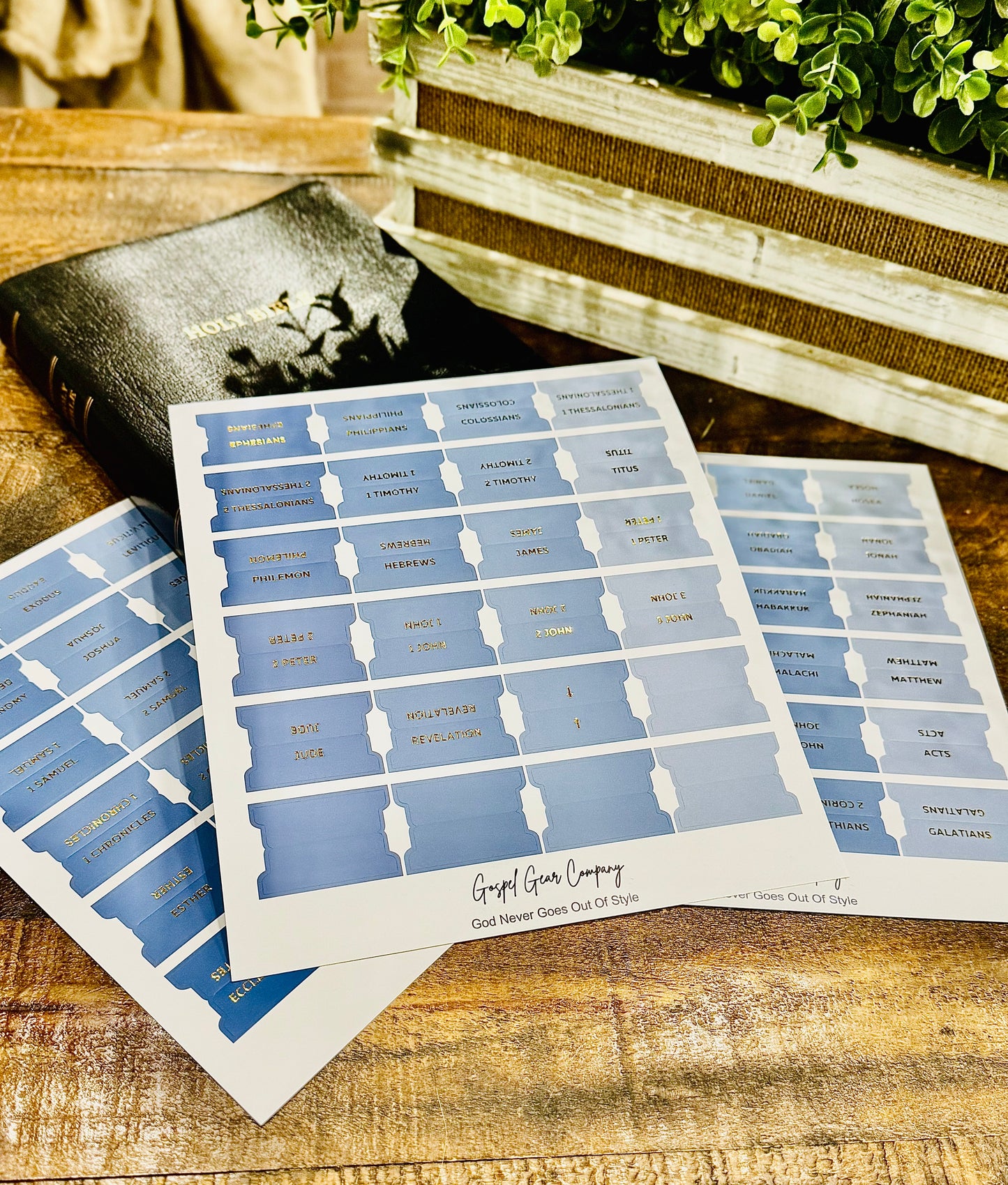 Gold Foil Ocean Breeze Matte Bible Tabs - Christian Bible Tabs