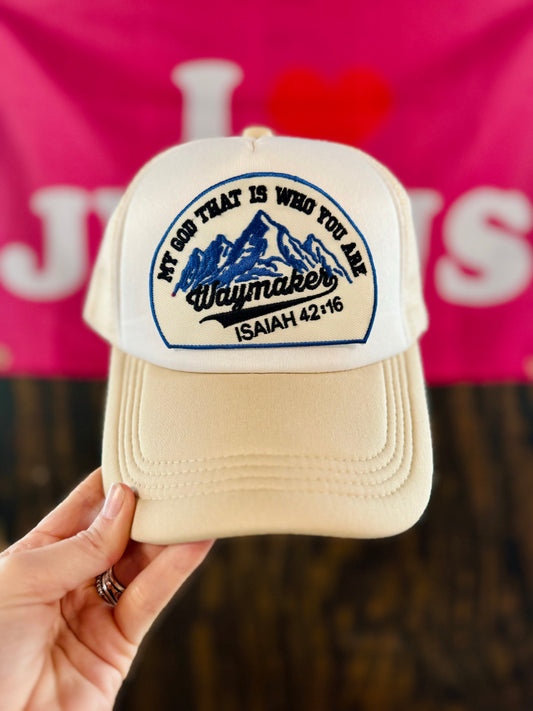 Waymaker Hat, Christian Trucker Hat, Embroidered Patch Hat, Trucker Hat, Patch Trucker Hat, Christian Gift