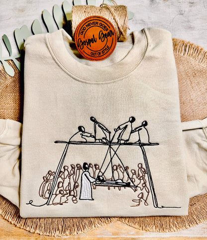 Jesus Heals The Paralyzed Embroidered Shirt, Christian Sweatshirt, Embroidered Jesus Shirt, Christian Shirt, Christian Gift