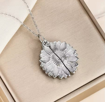 Jesus Loves You Hidden Sunflower Message Necklace - Hidden Message Necklace - Christian Jewelry - Engraved Christian Necklace - Christian Apparel - Necklace - Christian Gift