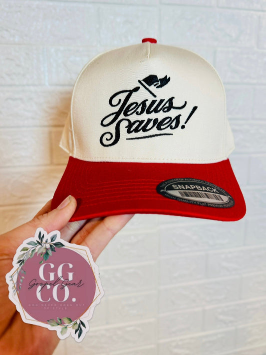 Jesus Saves Flag Hat, Embroidered Vintage Hat, Christian Dad Hat, Christian Gift
