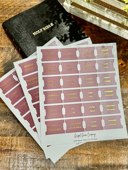 Gold Foil Dusty Rose Matte Bible Tabs - Christian Bible Tabs