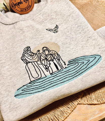 The Baptism Of Jesus Embroidered Shirt, Christian Sweatshirt, Embroidered Jesus Shirt, Christian Shirt, Christian Gift