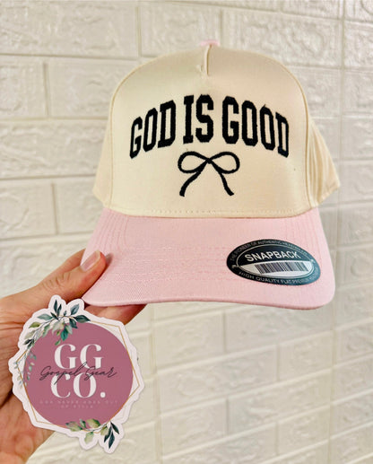 God Is Good Bow - Embroidered Vintage Hat