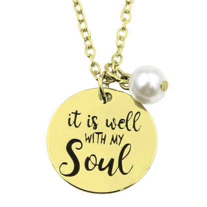 It Is Well Necklace (Pearl)