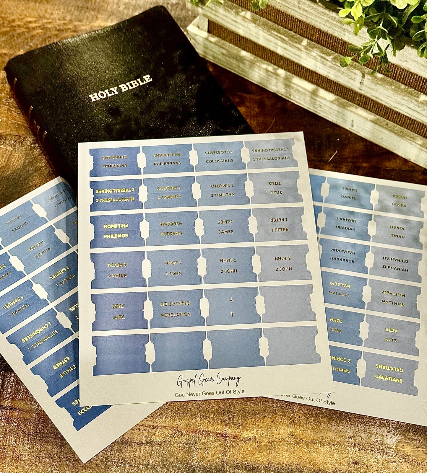 Gold Foil Ocean Breeze Matte Bible Tabs - Christian Bible Tabs