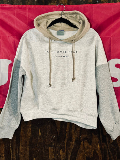 Colorblock Christian Embroidered Pullover, Cropped Christian Sweatshirt, Embroidered Jesus Pullover, Christian Pullover, Christian Gift