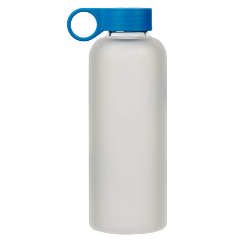 Strength and Dignity Blue Floral Glass Water Bottle - Proverbs 31:25