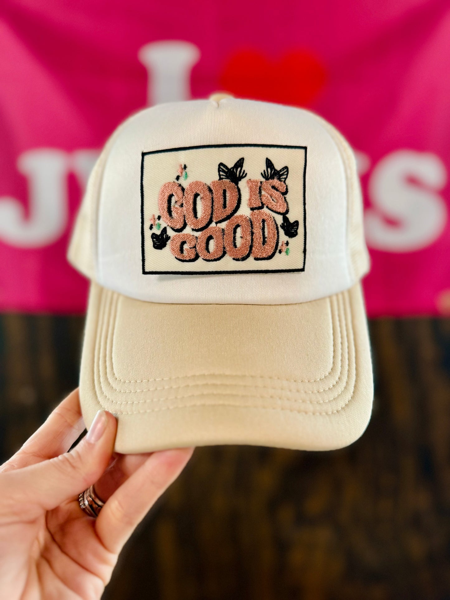 God Is Good Butterfly - Christian Trucker Hat