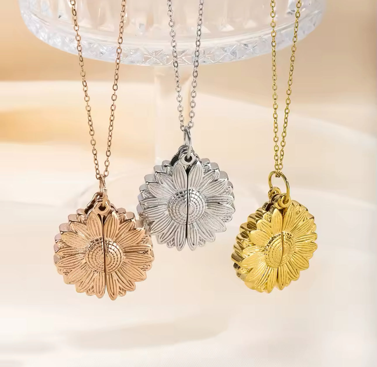 Jesus Loves You Hidden Sunflower Message Necklace - Hidden Message Necklace - Christian Jewelry - Engraved Christian Necklace - Christian Apparel - Necklace - Christian Gift