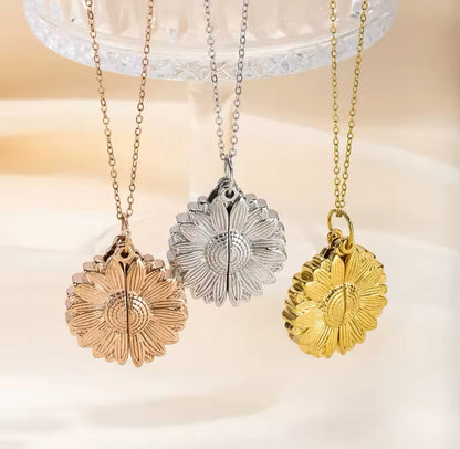 Jesus Loves You Hidden Sunflower Message Necklace - Hidden Message Necklace - Christian Jewelry - Engraved Christian Necklace - Christian Apparel - Necklace - Christian Gift