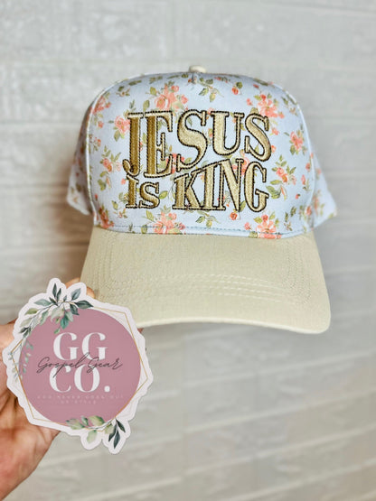 Jesus Is King Embroidered Hat,  Embroidered Christian Hat, Christian Dad Hat,  Embroidered Vintage Hat, Christian Gift