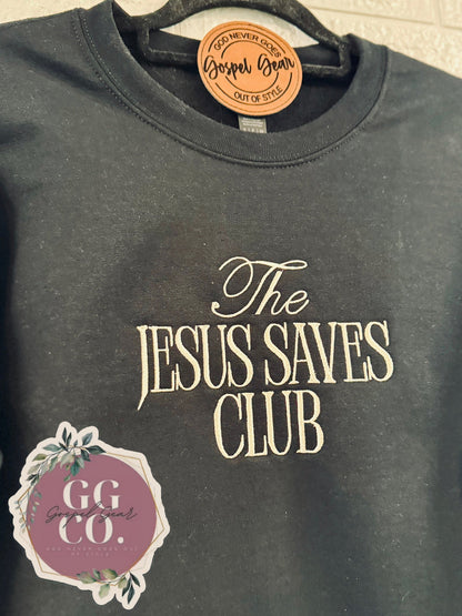 Jesus Saves Social Club Embroidered Shirt, Embroidered Pullover, Christian Tee, Embroidered Shirt, Christian Sweatshirt, Christian Gift