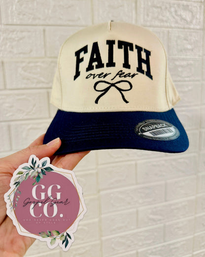 Faith Over Fear Bow - Embroidered Vintage Hat