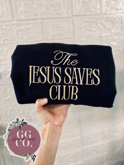 Jesus Saves Social Club Embroidered Shirt, Embroidered Pullover, Christian Tee, Embroidered Shirt, Christian Sweatshirt, Christian Gift