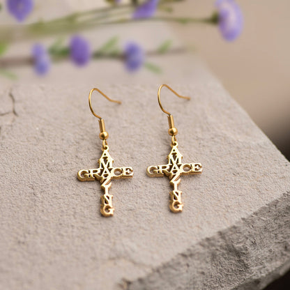 Amazing Grace Cross Earrings