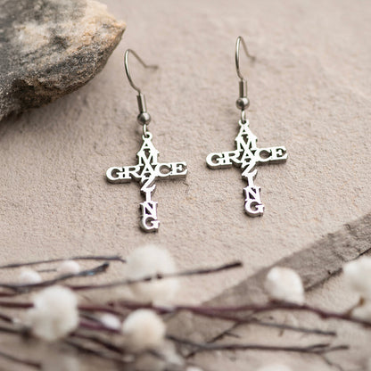 Amazing Grace Cross Earrings