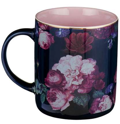Be Still and Know Midnight Blue Floral Ceramic Mug - Psalm 46:10
