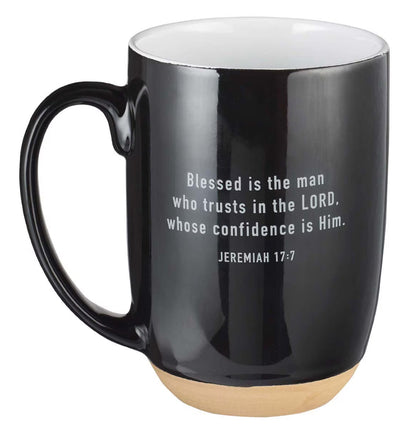 Blessed Man Ceramic Coffee Mug with Dipped Clay Base - Jeremiah 17:7