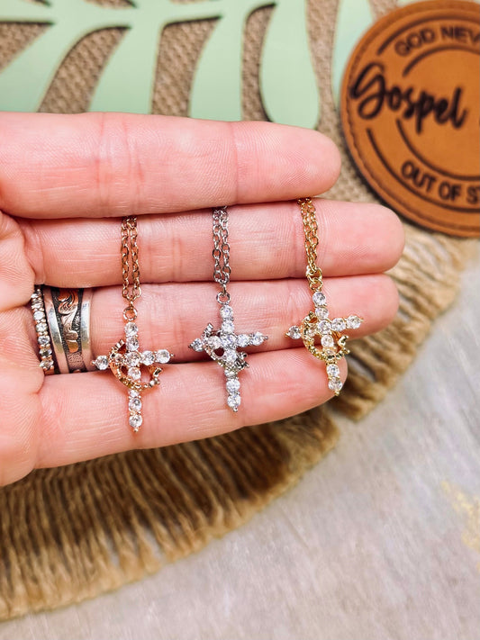 Cross Crown Necklace - Christian Necklace - Christian Jewelry - Christian Gift - Christian Apparel - Necklace - Cross Necklace - Jesus