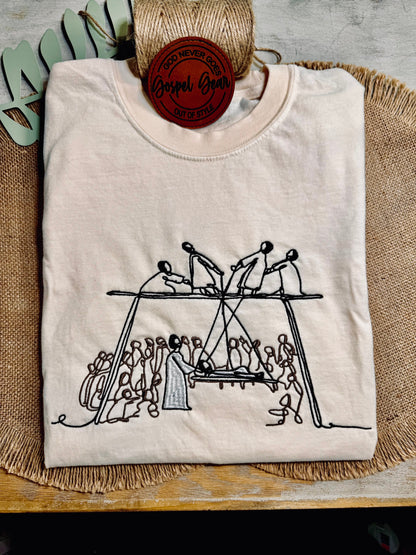 Jesus Heals The Paralyzed Embroidered Shirt, Christian Sweatshirt, Embroidered Jesus Shirt, Christian Shirt, Christian Gift