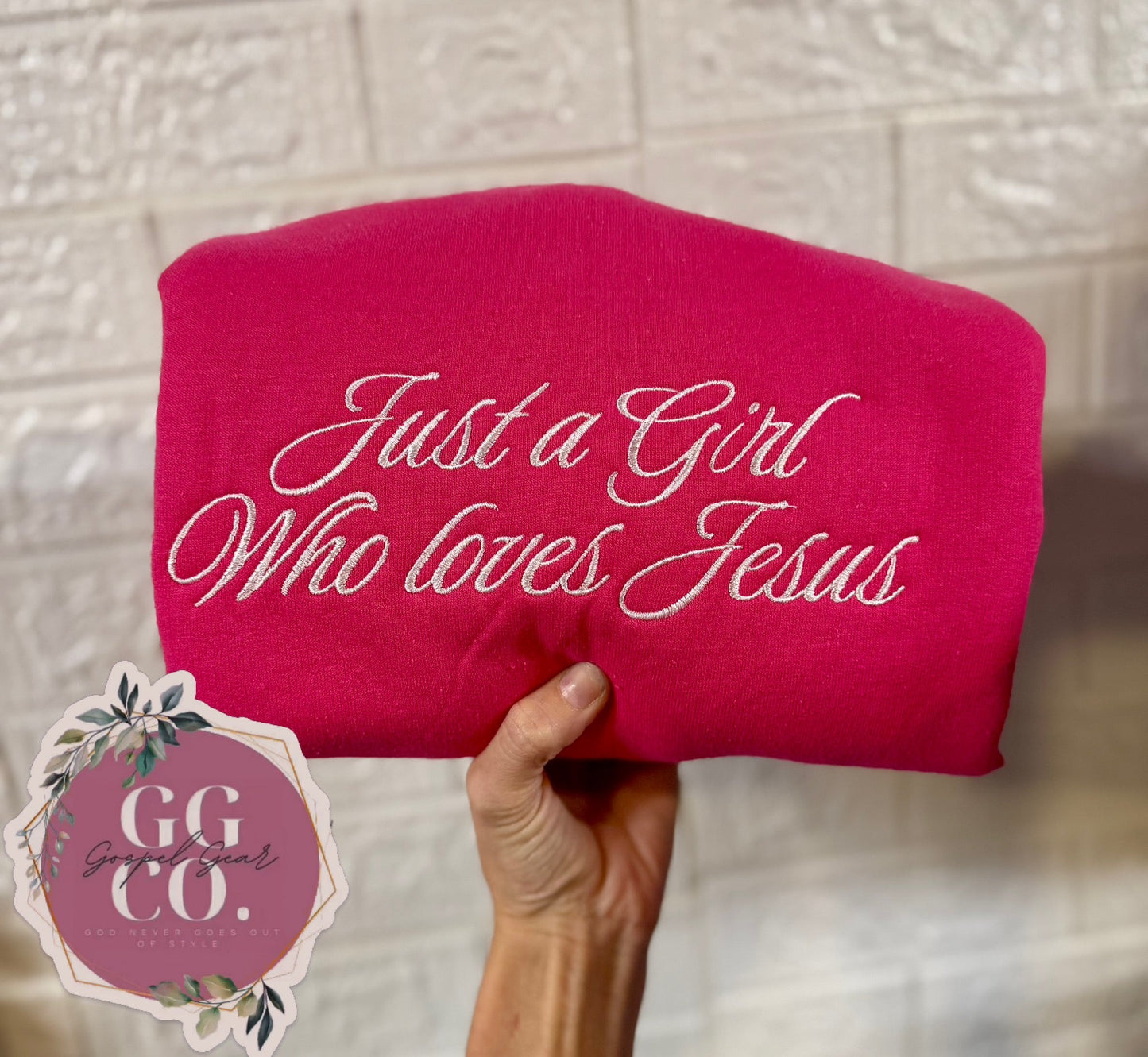 Just A Girl Who Loves Jesus Script Embroidered Shirt, Embroidered Pullover, Christian Tee, Embroidered Shirt, Christian Sweatshirt, Christian Gift