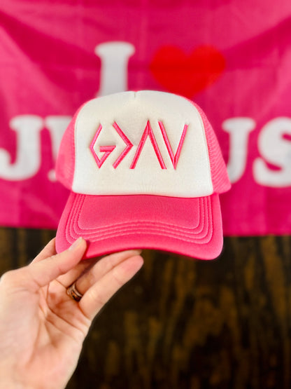 God Is Greater Than The Highs And Lows Christian Trucker Hat