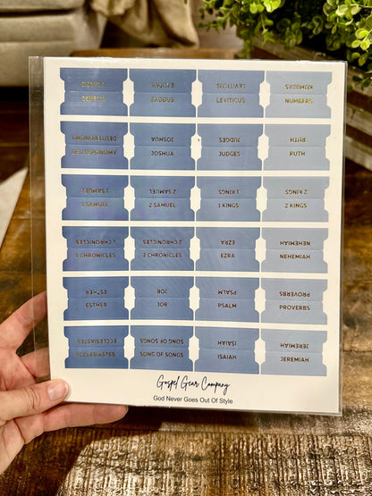 Gold Foil Ocean Breeze Matte Bible Tabs - Christian Bible Tabs