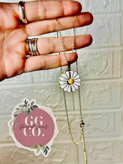 God Is Within Her Daisy - Hidden Message Necklace
