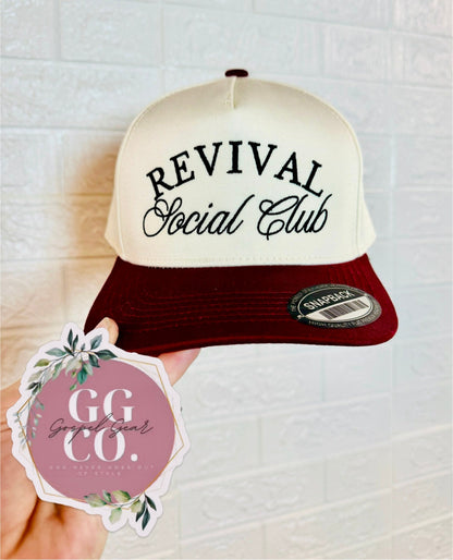 Revival Social Club Hat, Embroidered Vintage Hat, Christian Dad Hat, Christian Gift