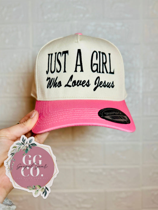 Just A Girl Who Loves Jesus Hat, Embroidered Vintage Hat, Christian Dad Hat, Christian Gift