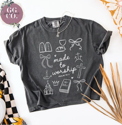 Made To Worship Collage -  Christian Shirt - Christian Apparel - Graphic Tee - Christian Gift