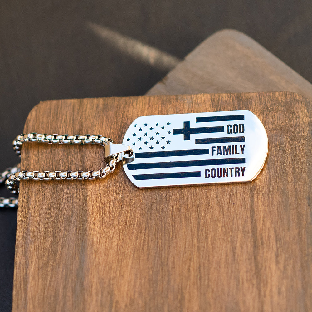 God, Family, Country Dog Tag Necklace
