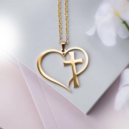 Heart Cross Necklace
